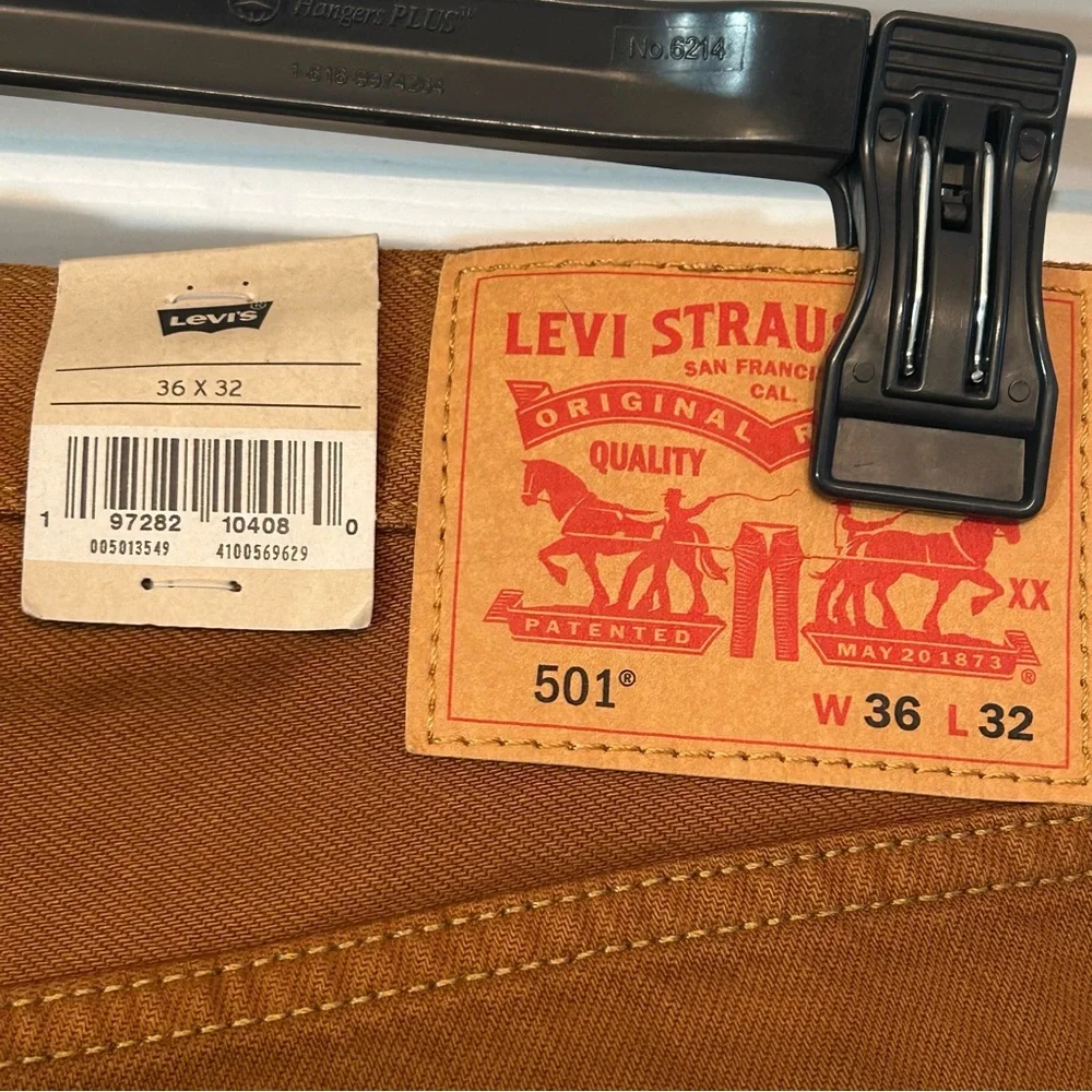 Levis 501 Jeans Original Button Fly Color Mustard Brown Size 36x32 or 33x32 🆕 - Picture 9 of 11